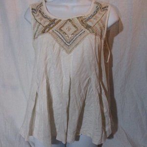 FREE PEOPLE Boho Embroidered Blouse Top Shirt M Victorian Hippie